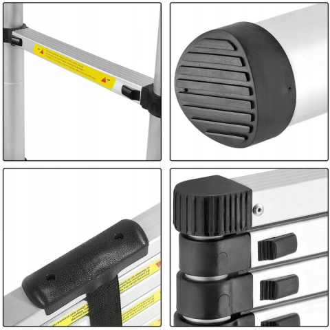 DRABINA TELESKOPOWA ALUMINIOWA 3,8m (1,9m + 1,9m) PRZEGUBOWA WIELOFUNKCYJNA DRABINA TELESKOPOWA ALUMINIOWA 3,8m (1,9m + 1,9m) PRZEGUBOWA WIELOFUNKCYJNA
