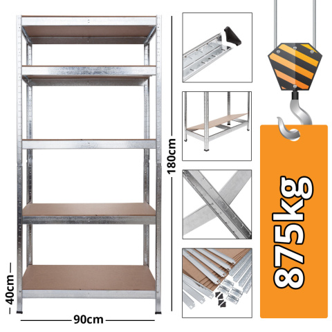 REGAŁ MAGAZYNOWY DO GARAŻU DOMU STAL MDF 180x90x40cm 875KG StandHeiz REGAŁ MAGAZYNOWY DO GARAŻU DOMU STAL MDF 180x90x40cm 875KG StandHeiz