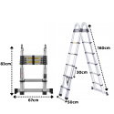 DRABINA TELESKOPOWA ALUMINIOWA 3,2m (1,6m + 1,6m) PRZEGUBOWA