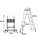 DRABINA TELESKOPOWA ALUMINIOWA 5,6m (2,8m + 2,8m) PRZEGUBOWA