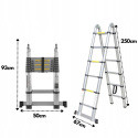 DRABINA TELESKOPOWA ALUMINIOWA 5m (2,5m + 2,5m) PRZEGUBOWA