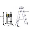 DRABINA TELESKOPOWA ALUMINIOWA 6,2m (3,1m + 3,1m) PRZEGUBOWA