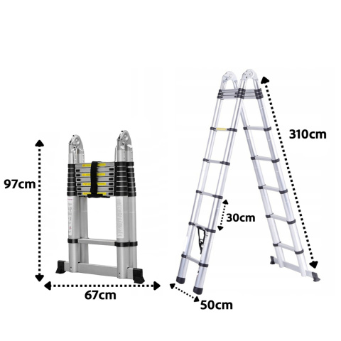 DRABINA TELESKOPOWA ALUMINIOWA 6,2m (3,1m + 3,1m) PRZEGUBOWA DRABINA TELESKOPOWA ALUMINIOWA 6,2m (3,1m + 3,1m) PRZEGUBOWA