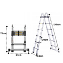 DRABINA TELESKOPOWA ALUMINIOWA 2,6m (1,3m + 1,3m) PRZEGUBOWA