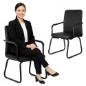 KRZESŁO KONFERENCYJNE BIUROWE CZARNE EKO-SKÓRA NOWOCZESNE ELEGANCKIE 150KG
