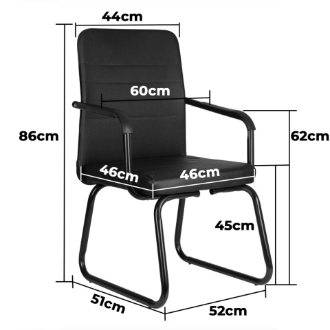 KRZESŁO KONFERENCYJNE BIUROWE CZARNE EKO-SKÓRA NOWOCZESNE ELEGANCKIE 150KG KRZESŁO KONFERENCYJNE BIUROWE CZARNE EKO-SKÓRA NOWOCZESNE ELEGANCKIE 150KG